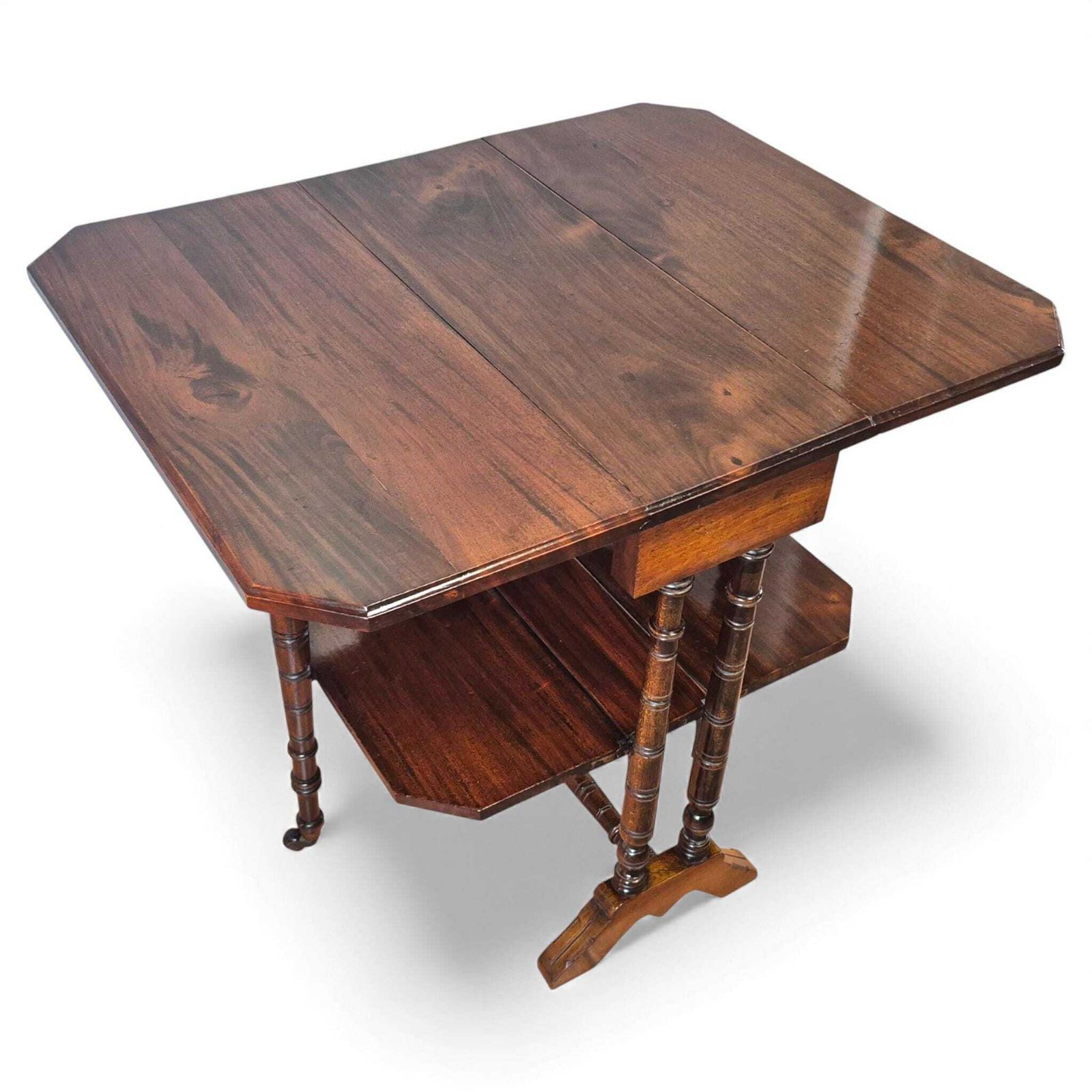 Victorian Mahogany Sutherland Table – Two Tier Drop Leaf Tea Table – Antique Side Table photo furniture