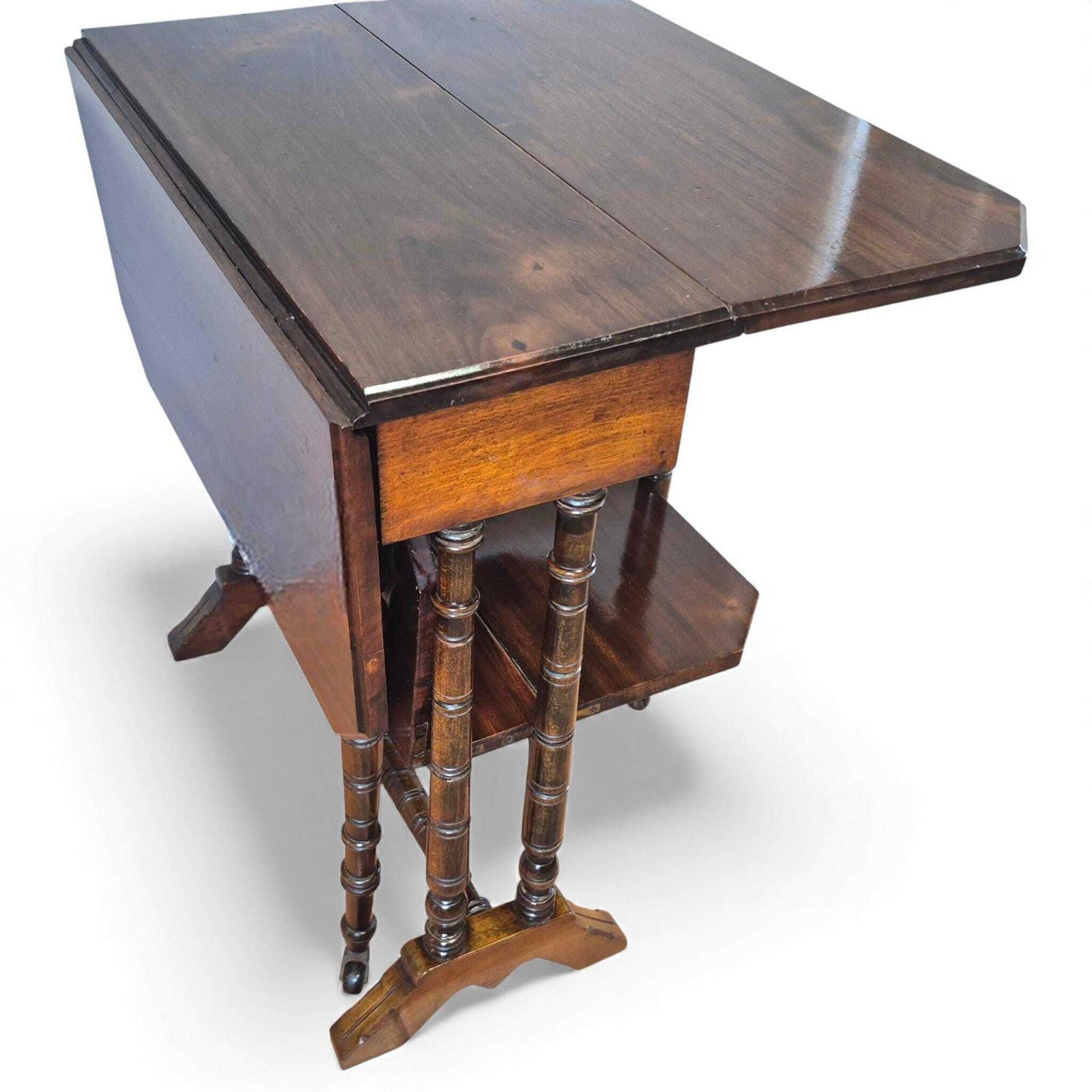 Victorian Mahogany Sutherland Table – Two Tier Drop Leaf Tea Table – Antique Side Table photo 235.0