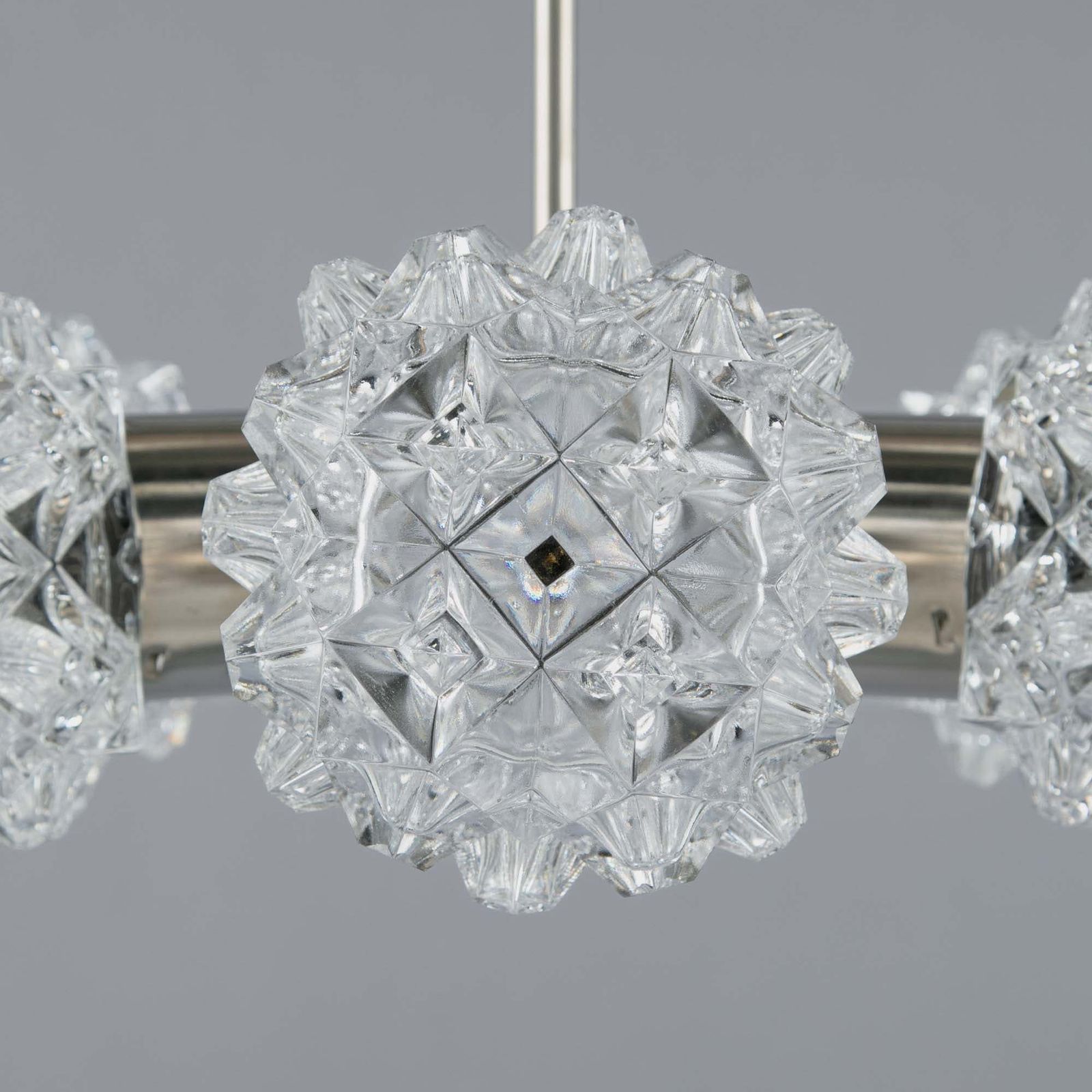 Six Globe Bohemian Vintage Glass Chandelier photo for sale