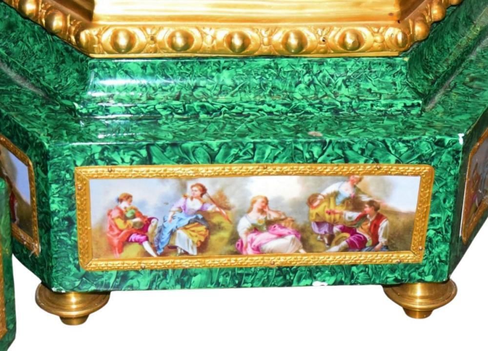 Pair Faux Malachite Pedestal Stands French Louis XVI photo vinterior