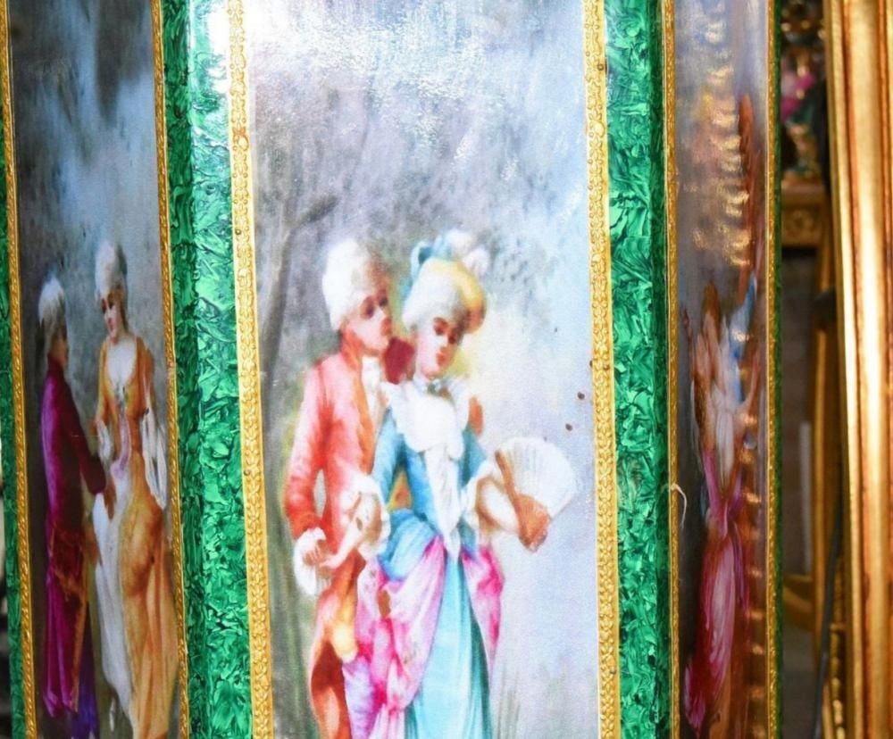 Pair Faux Malachite Pedestal Stands French Louis XVI photo buy