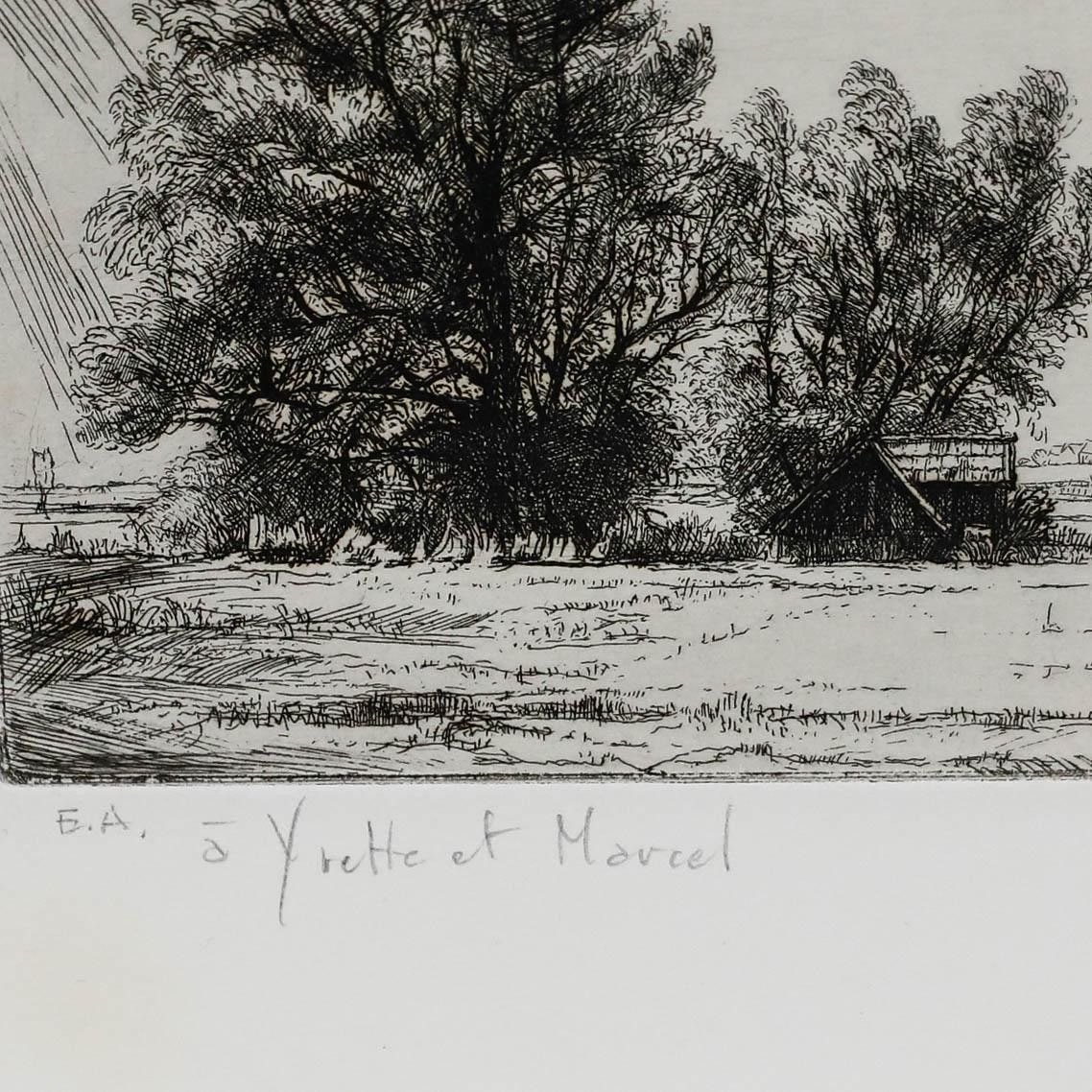 Jean Pierre Cornet (B.1925) Mid 20th Century Etching, A View Of The Farm photo for sale