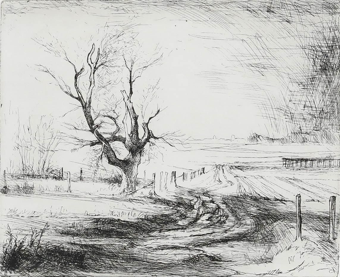 Jean Pierre Cornet (B.1925) 20th Century Etching, A Ramble In The Countryside photo furniture