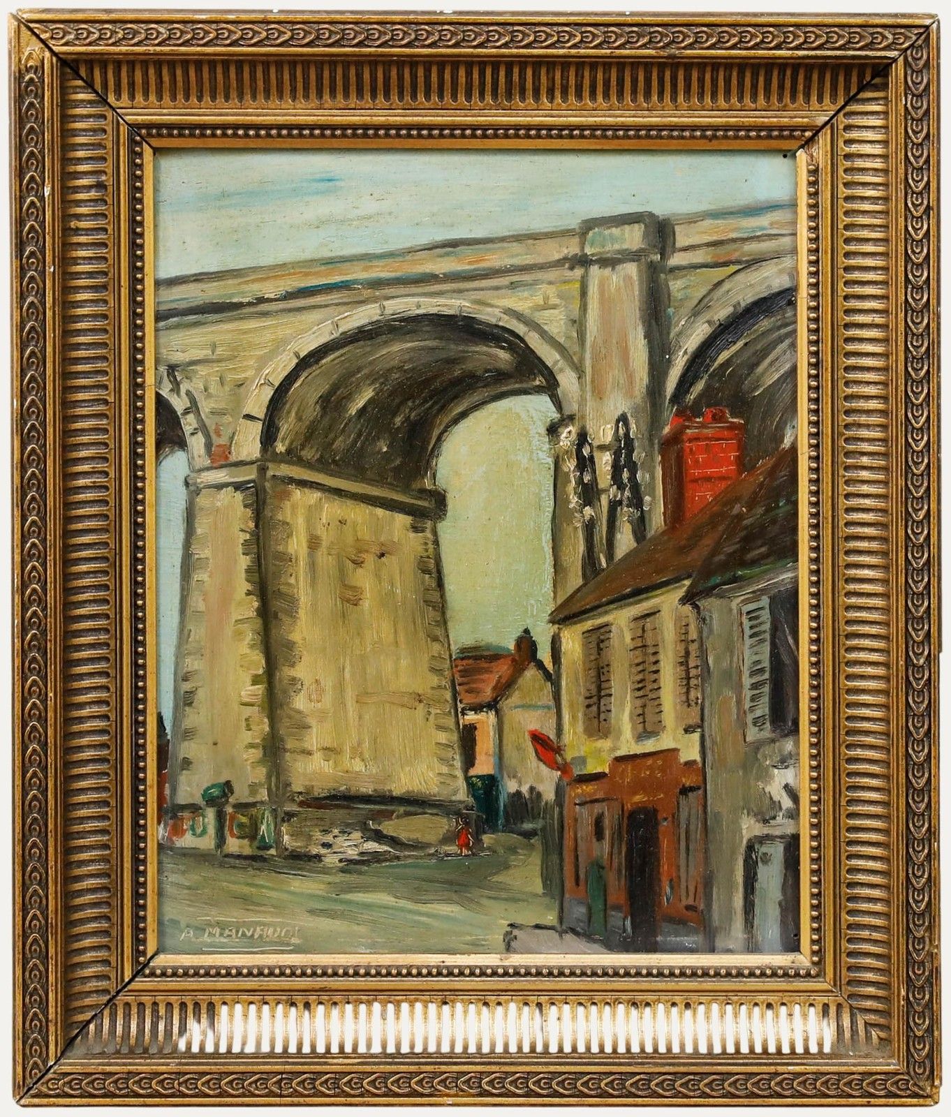 A. Manand Early 20th Century Oil, The Viaduct