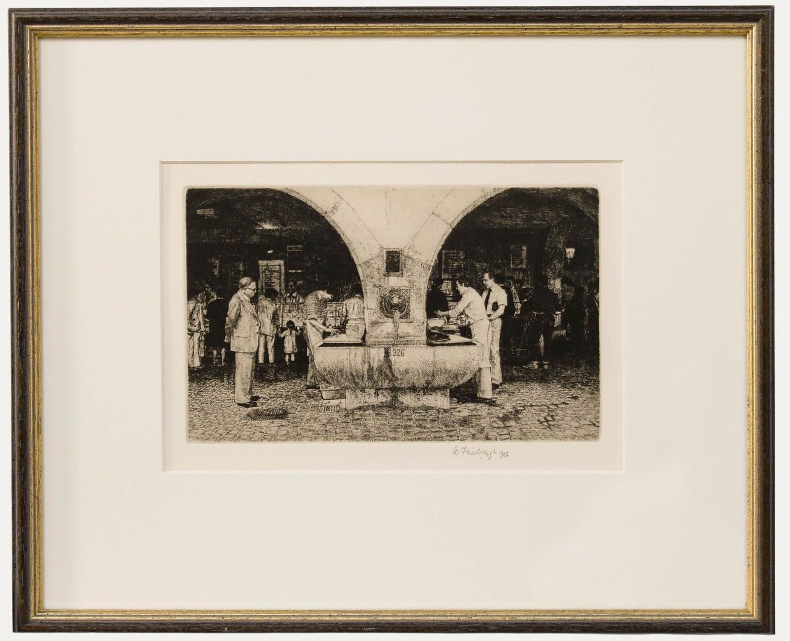Wilfred R. E. Fairclough (1907 1996) Framed 1986 Etching, Italian Fishmongers