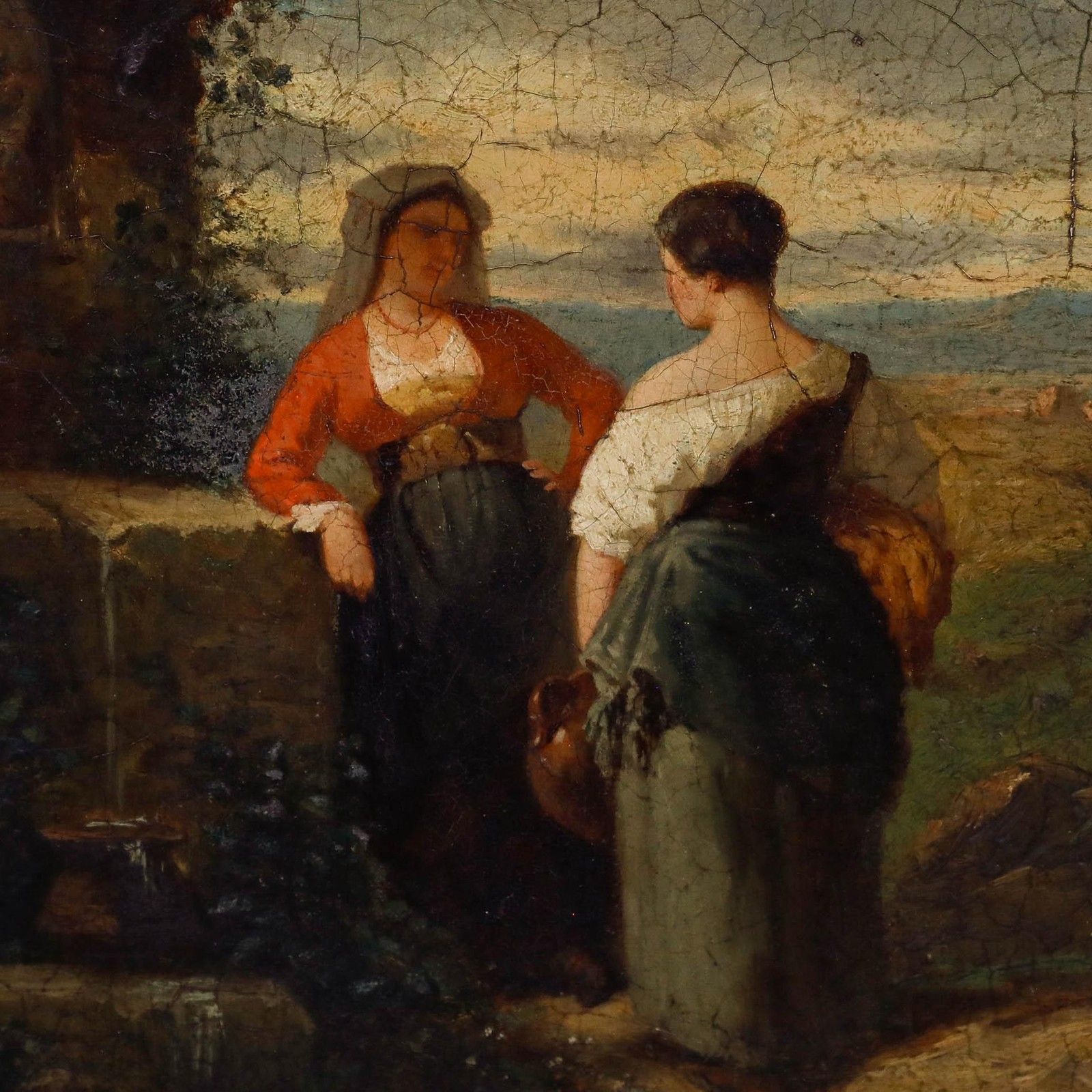 Charles Michel Guilbert D'anelle (1820 1889) Oil, Collecting Water photo Art
