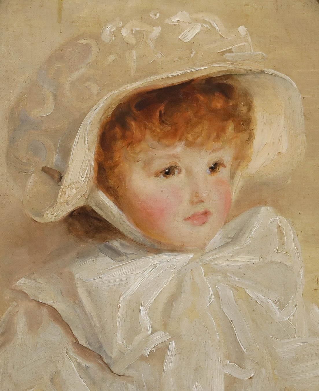 Ivan Lindhe (1875 1954) 1910 Oil, Portrait Of A Young Girl Wearing A Bonnet photo furniture