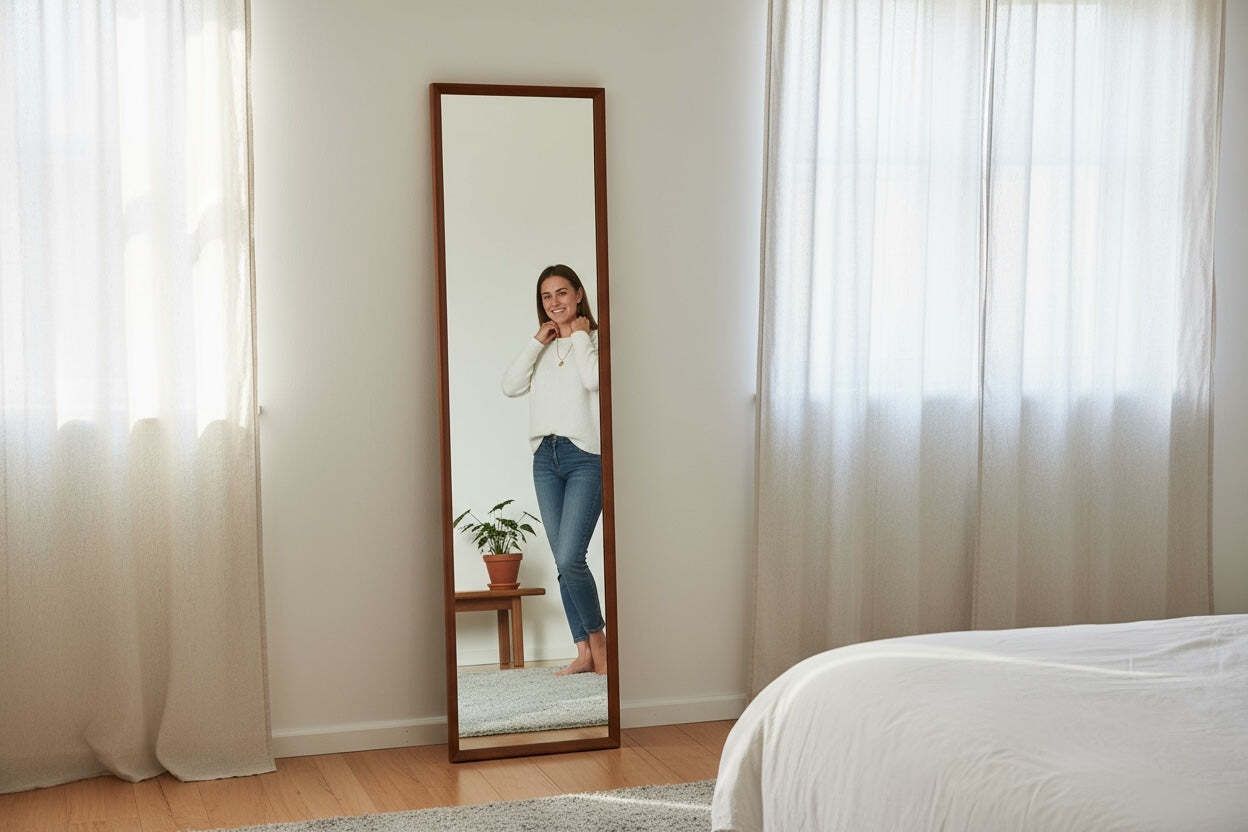 Rowley Design Fb/2 Mid Century Teak Wall Mirror, England C.1960s