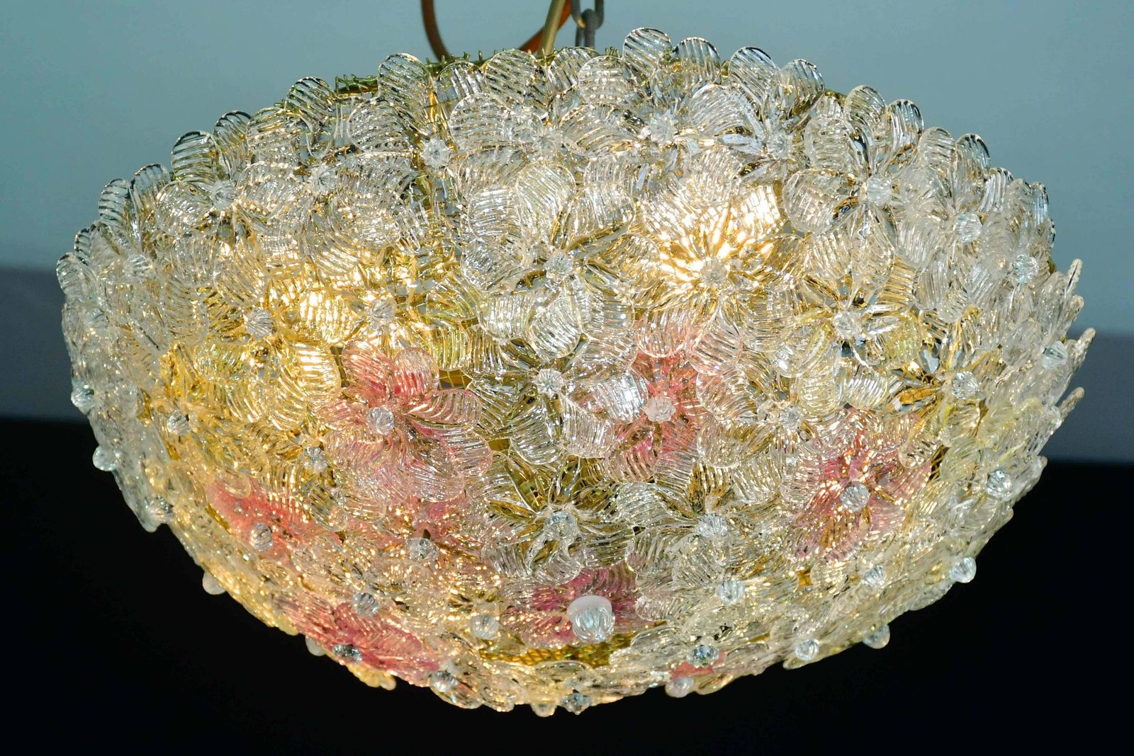 3568.0 Amazing Set Of 2 Murano Glass Ceiling Flower By Seguso For Venini photo
