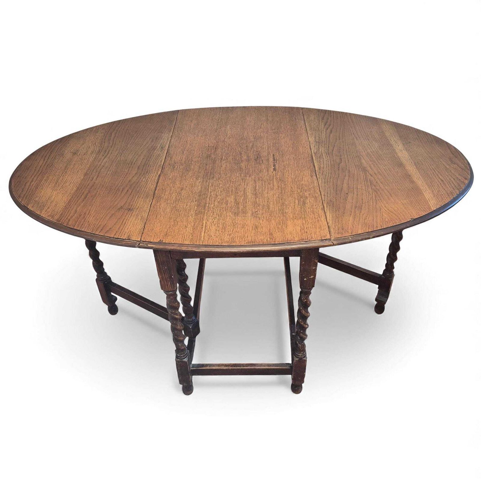 Antique Oak Gateleg Dining Table With Barley Twist Legs – Drop Leaf Farmhouse Table photo buy