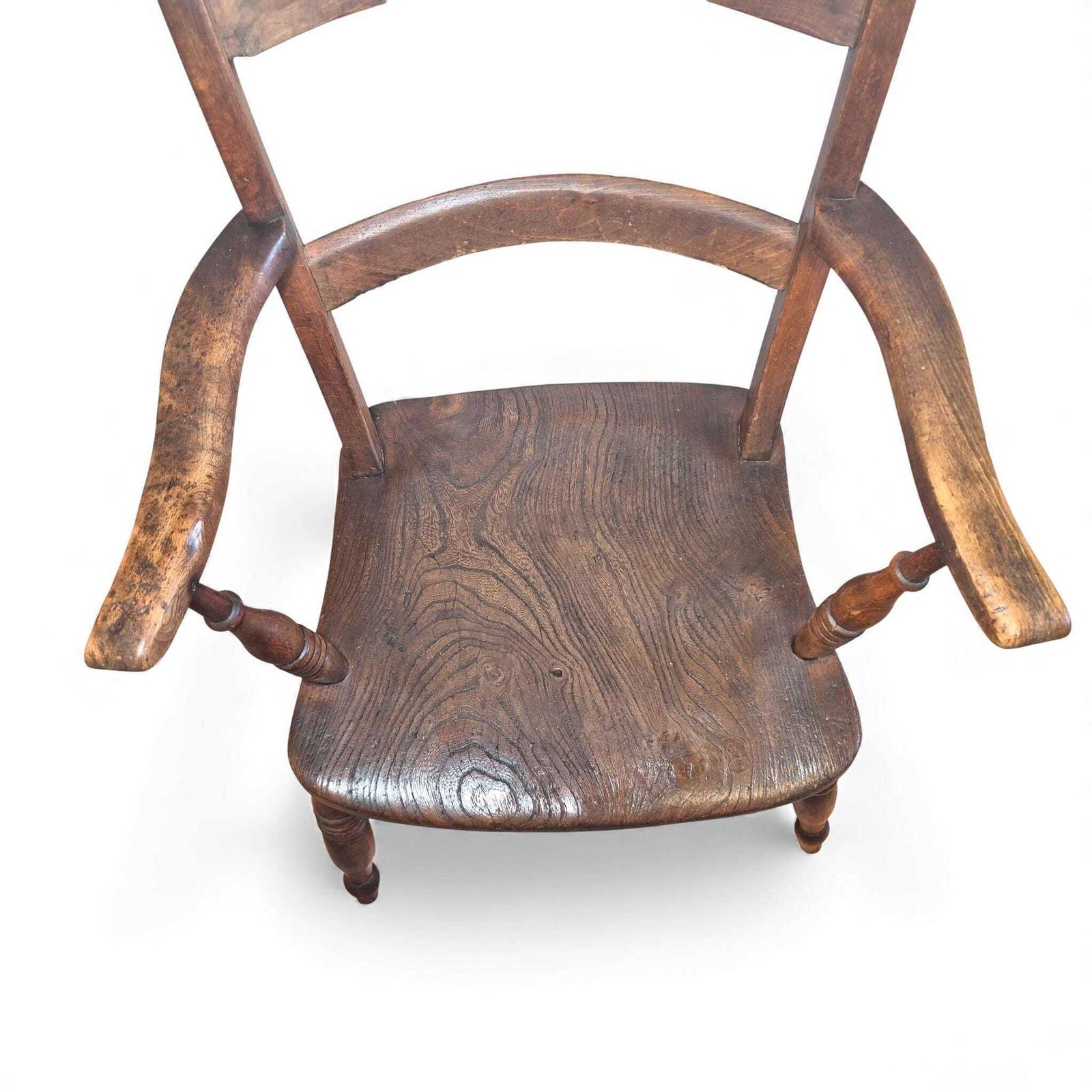 Antique Beech & Elm Country Armchair – 19th Century Bow Back Elbow Chair With Maker’s Stamp photo 225.0