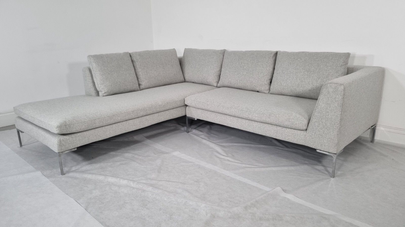 Bb Italia Charles L Shape In Luxuriously Soft Light Grey Wool Impeccable Cond photo for sale