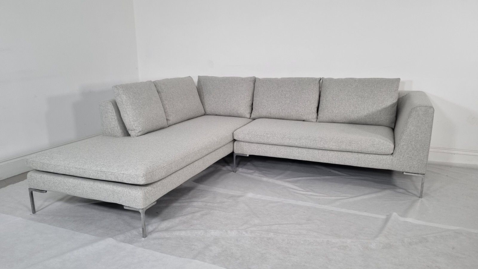 Bb Italia Charles L Shape In Luxuriously Soft Light Grey Wool Impeccable Cond photo 6600.0