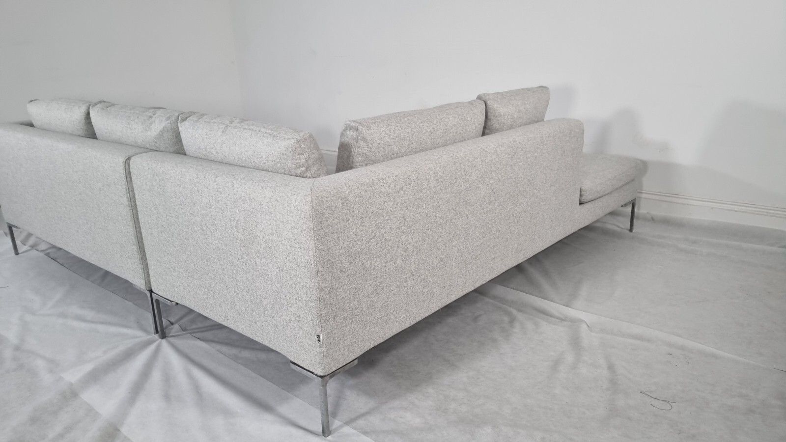 6600.0 Bb Italia Charles L Shape In Luxuriously Soft Light Grey Wool Impeccable Cond photo