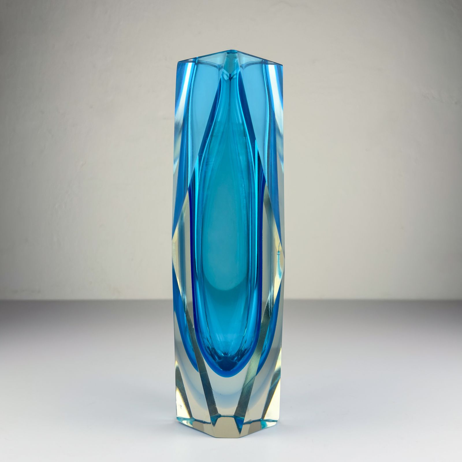 Sommerso Blue Murano Glass Vase, Style Flavio Poli, Italy 1970s photo 440.0