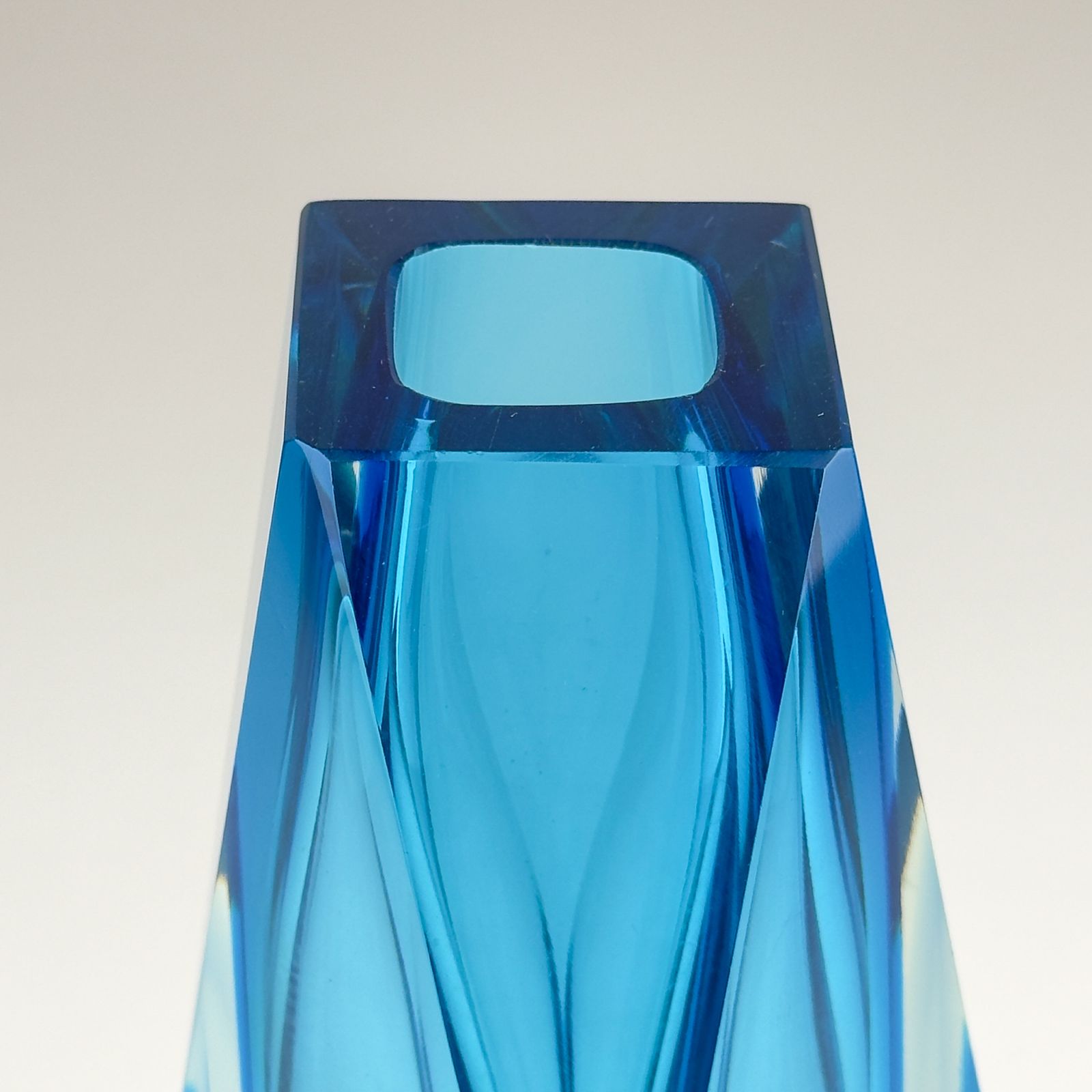 photo buy Sommerso Blue Murano Glass Vase, Style Flavio Poli, Italy 1970s