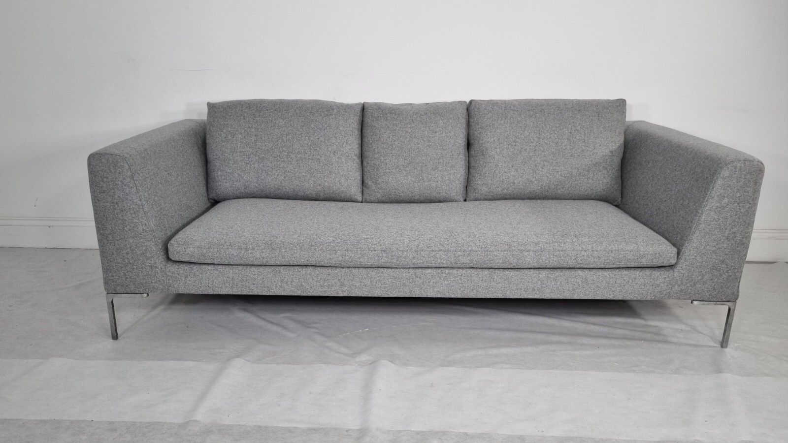 Bb Italia Charles Sofa In Luxuriously Soft Mid Grey Lambswool Stunning Condition photo furniture