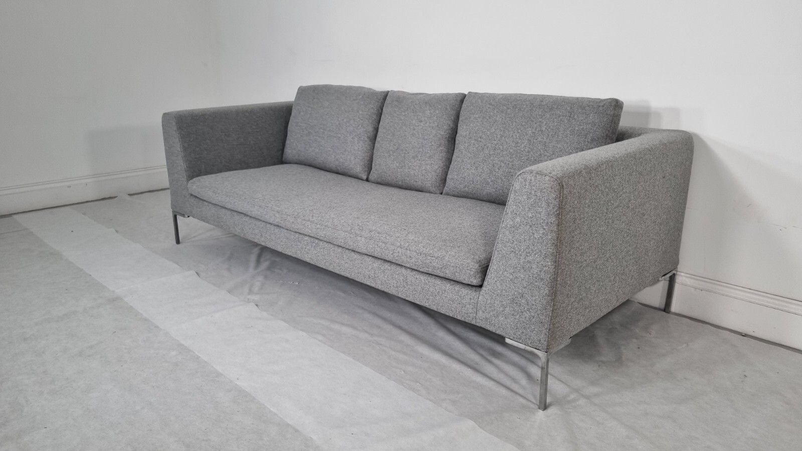 Bb Italia Charles Sofa In Luxuriously Soft Mid Grey Lambswool Stunning Condition photo buy