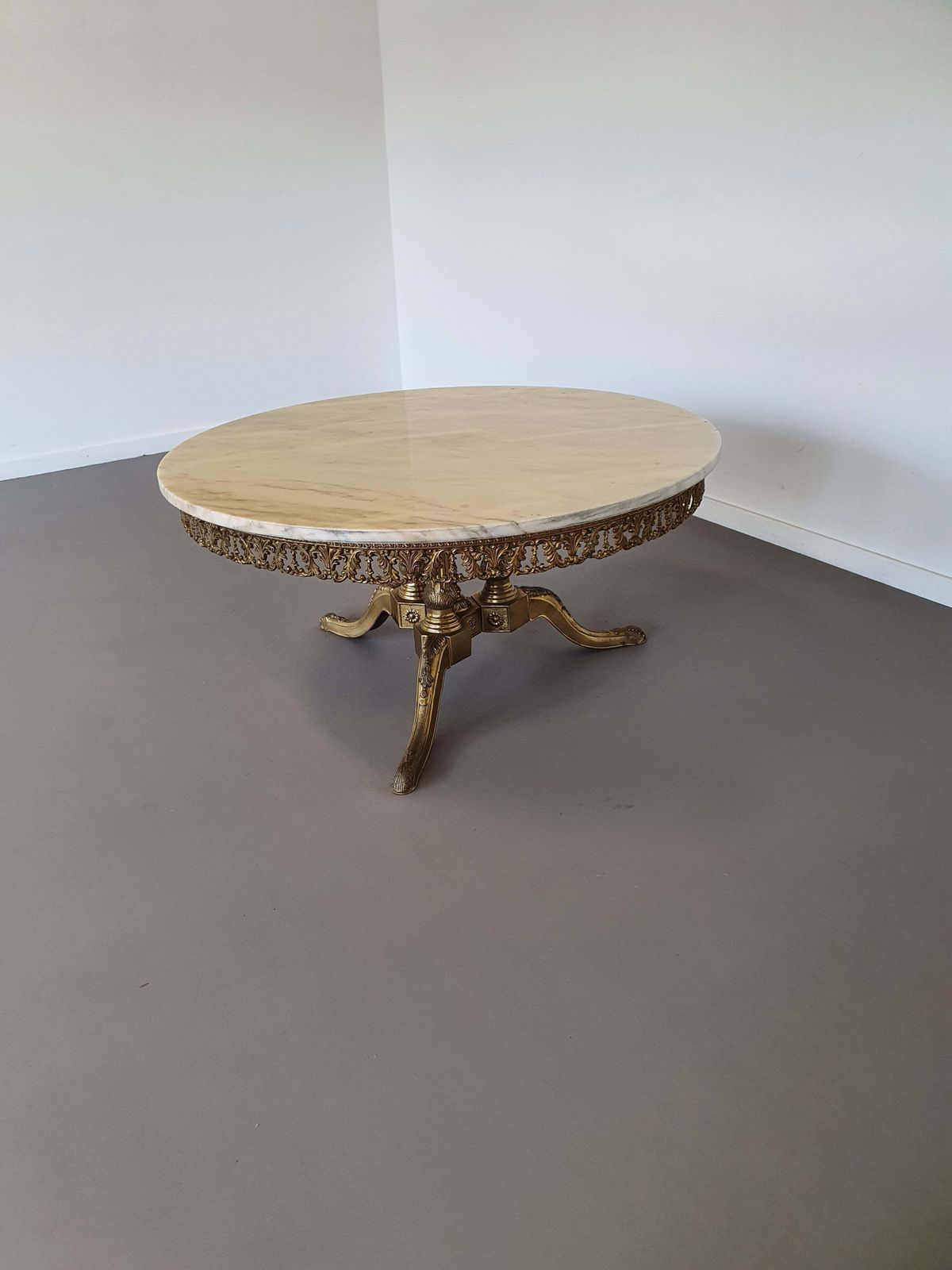 1960s Marble Coffee Table. Marble Top / Fire Gilded Base With Many Details