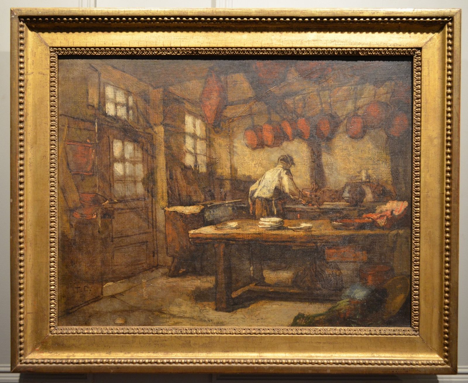 Thomas Couture Oil On Canvas Of An Interiors Scene.
