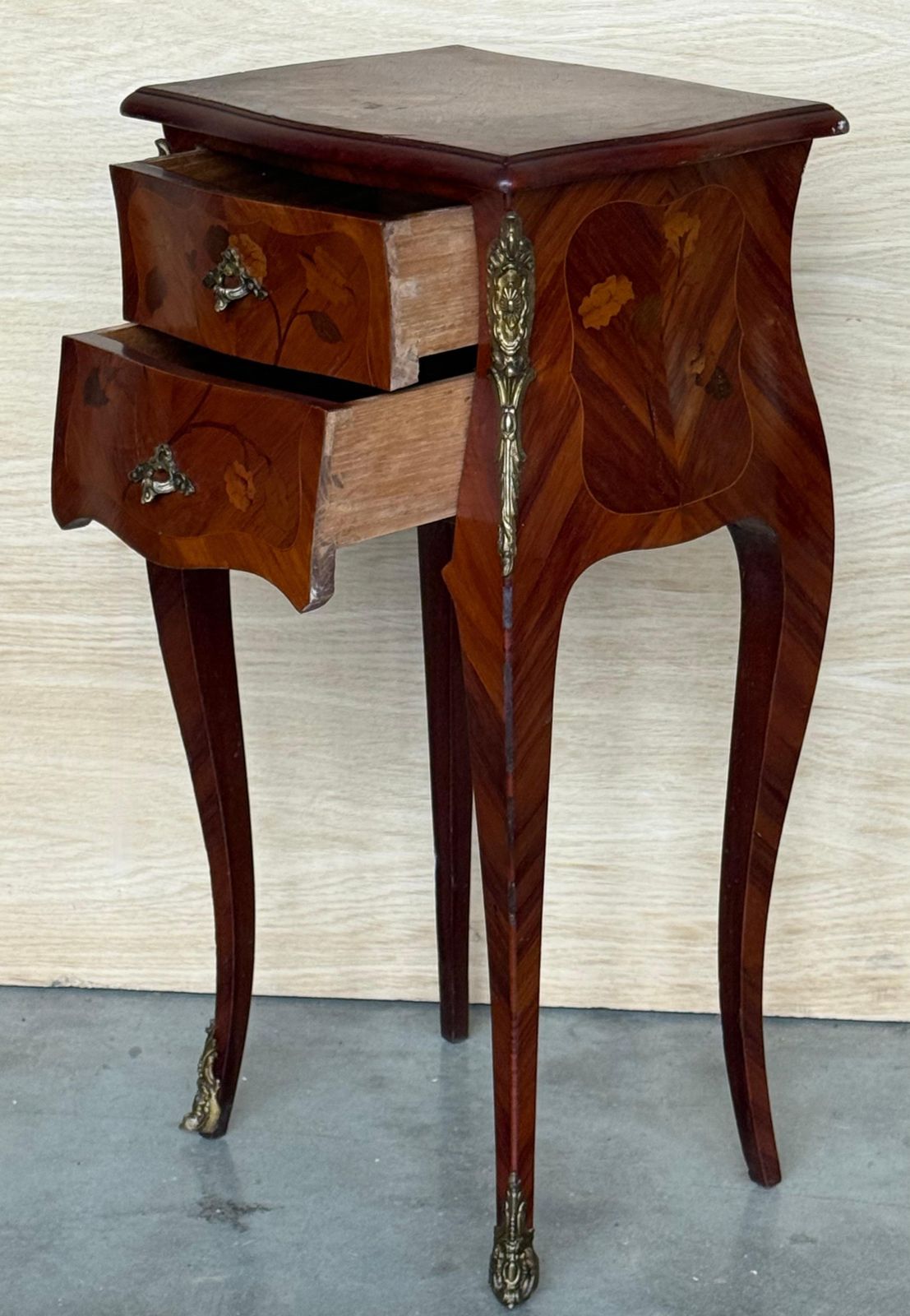 Antique French Louis XV Marquetry Nightstands With Drawers, Set Of 2 photo buy