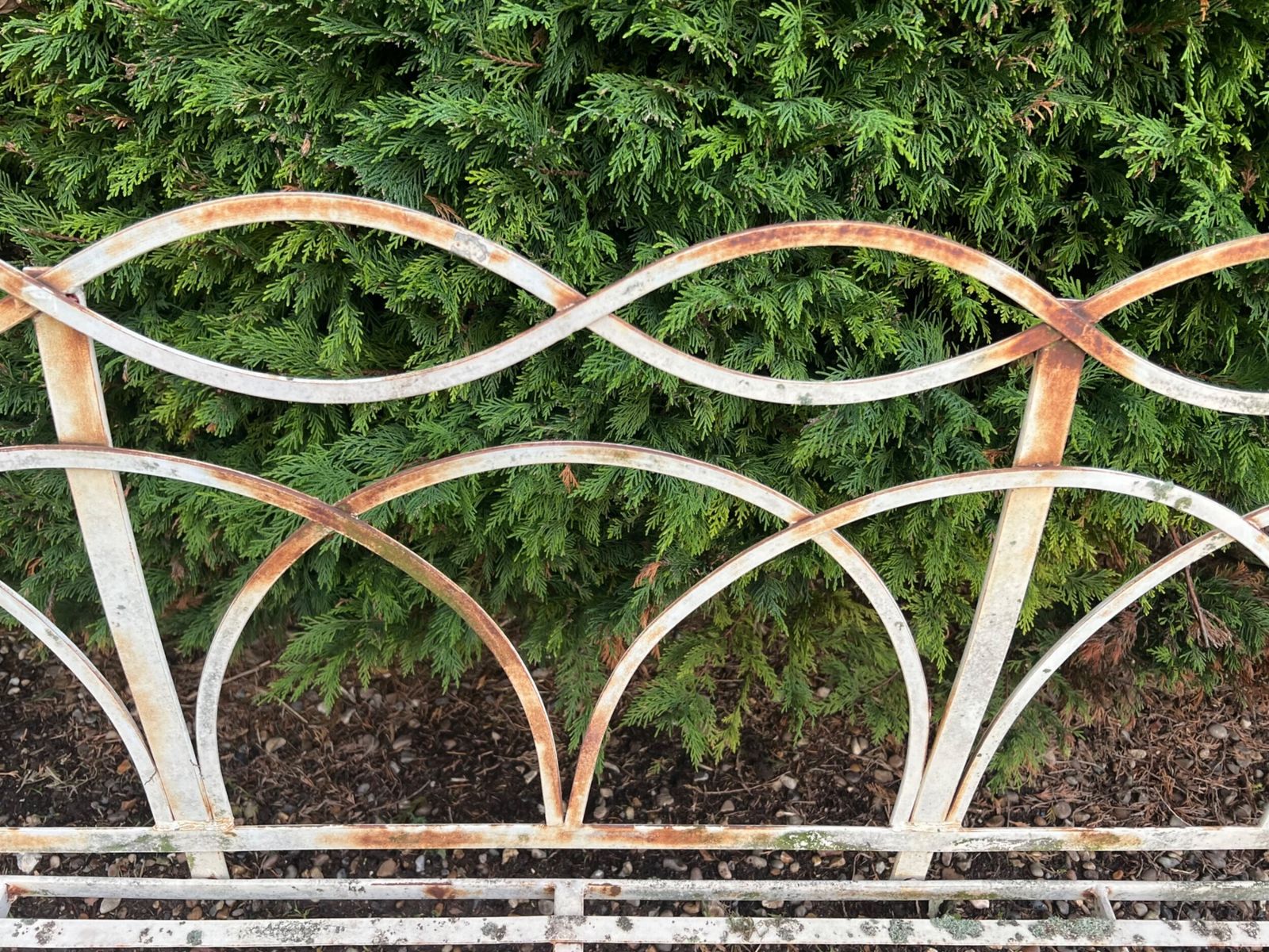 Regency Style Strap Work Iron Garden Seat photo vintage