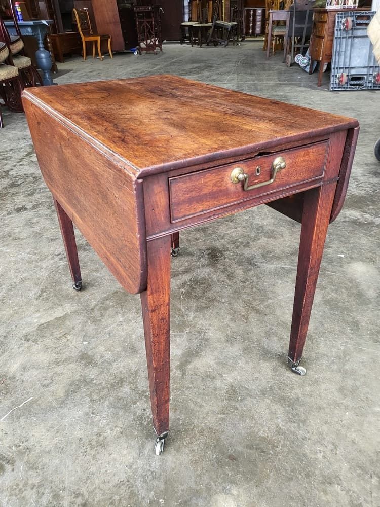 Antique Victorian Pembroke Drop Leaf Dining Occasional Table Drawer