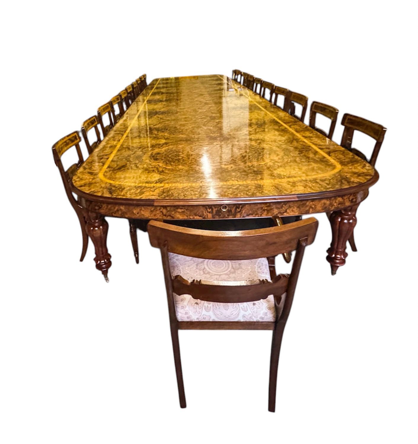 Huge Bespoke 22ft Burr Walnut & Crossbanded Dining Table & 22chairs photo furniture