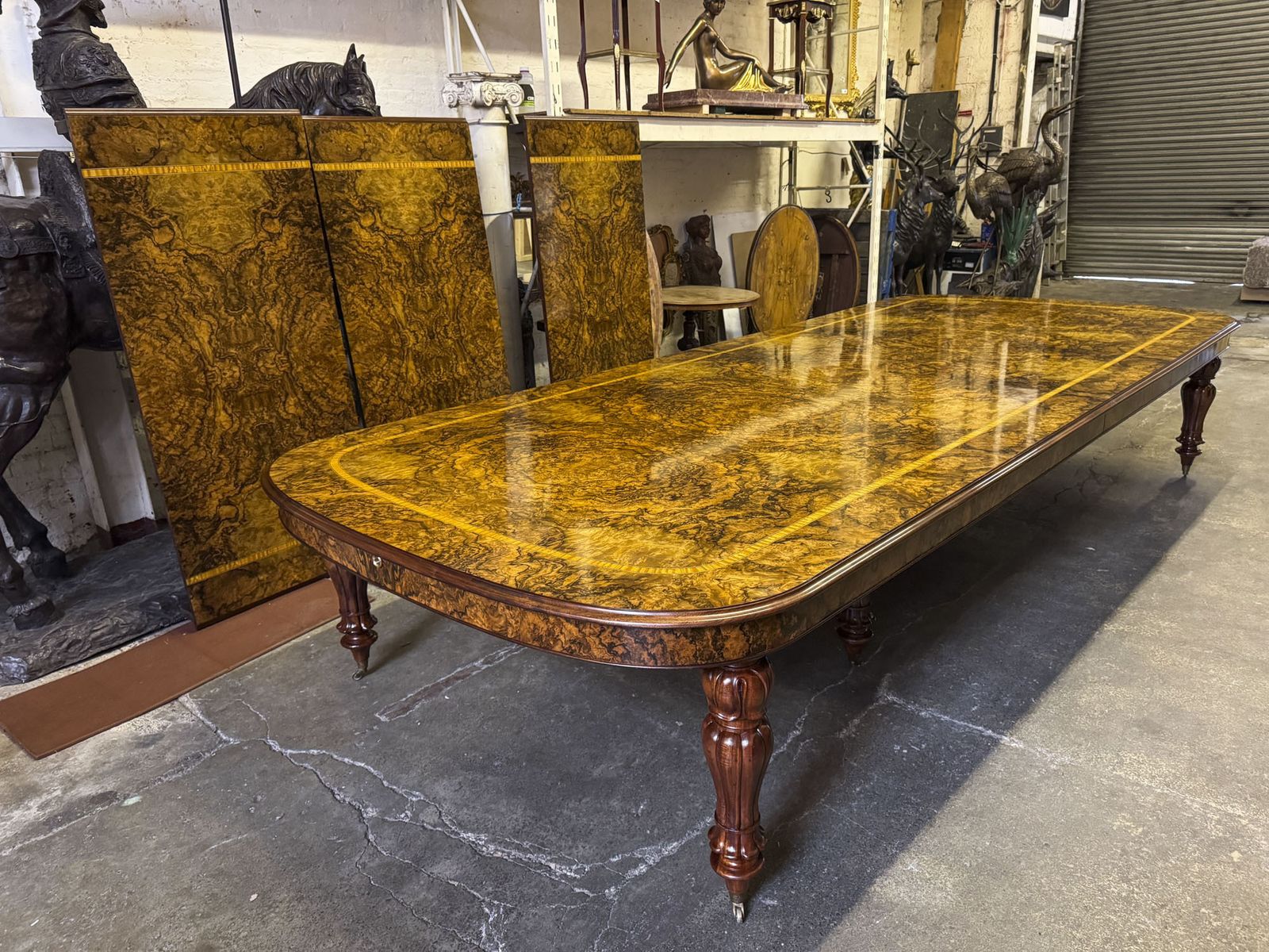 photo furniture Huge Bespoke 22ft Burr Walnut & Crossbanded Dining Table & 22chairs