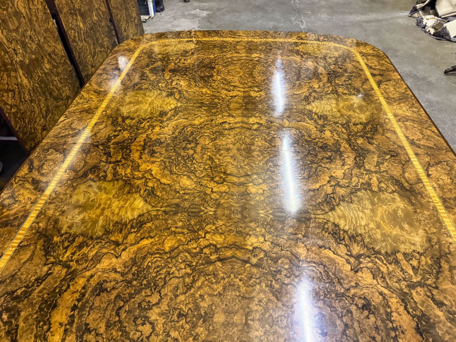32500.0 Huge Bespoke 22ft Burr Walnut & Crossbanded Dining Table & 22chairs photo