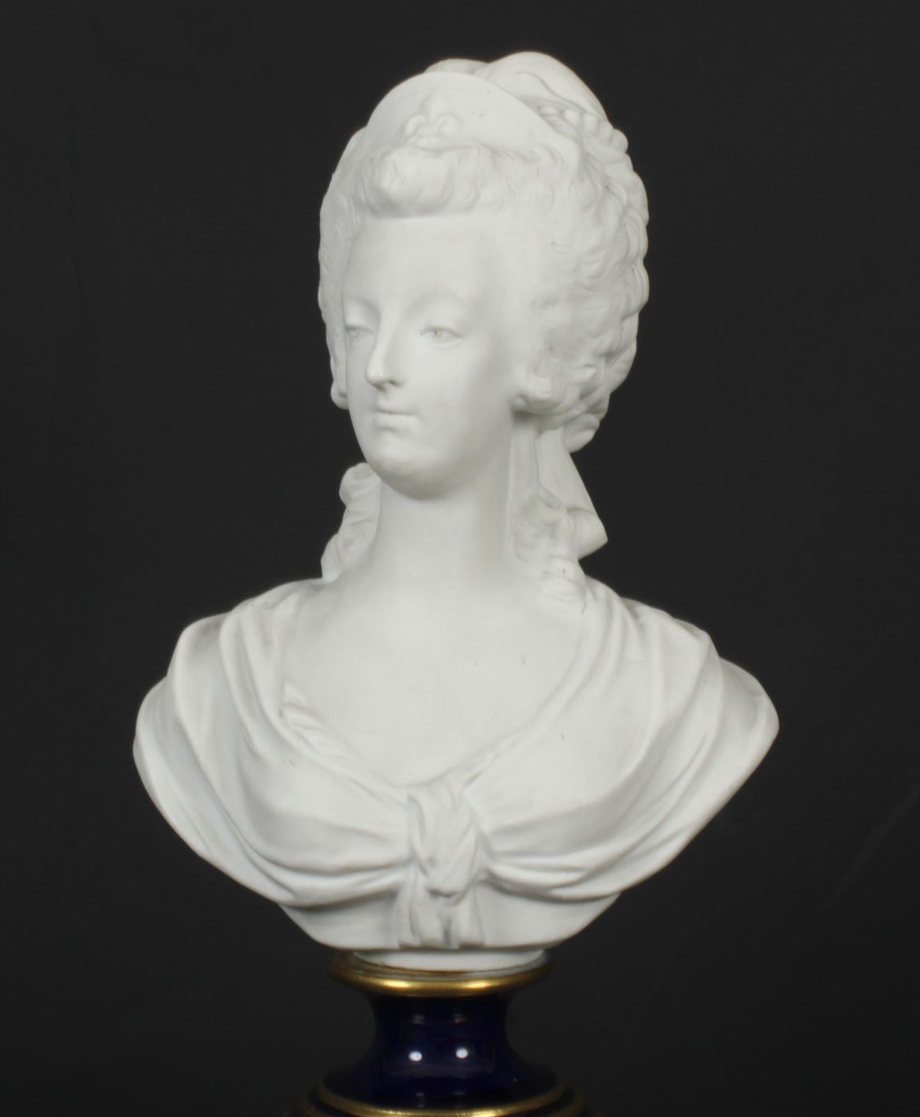 Antique Sevres  Bisque Porcelain Bust Marie Antoinette 19th C photo furniture