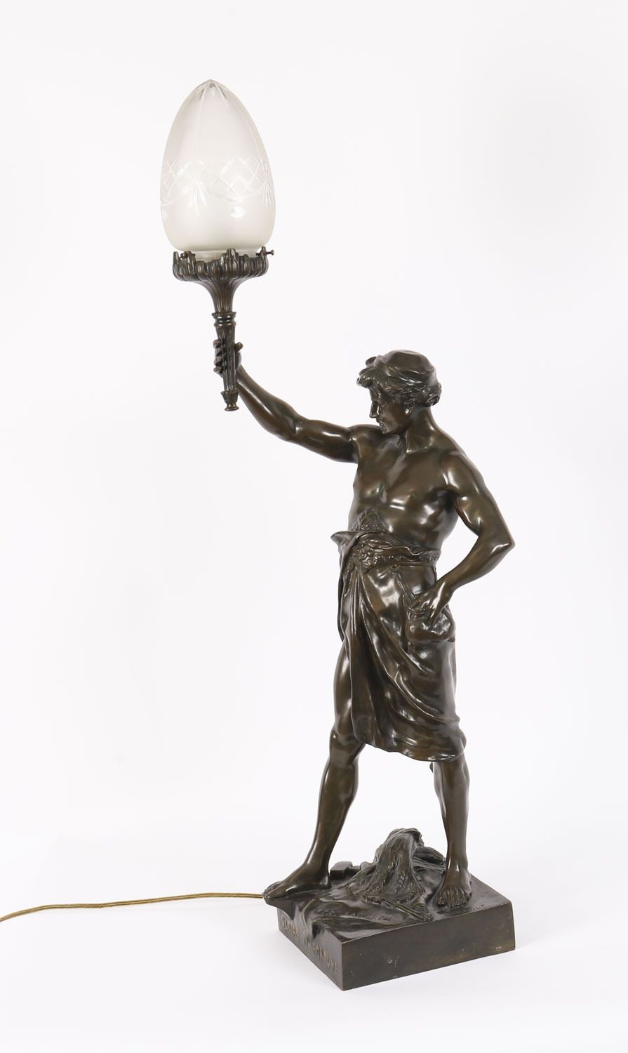 photo buy Antique Large French Bronze Lamp Of 'Gloire Et Fortune' By Emile Picault 19th C