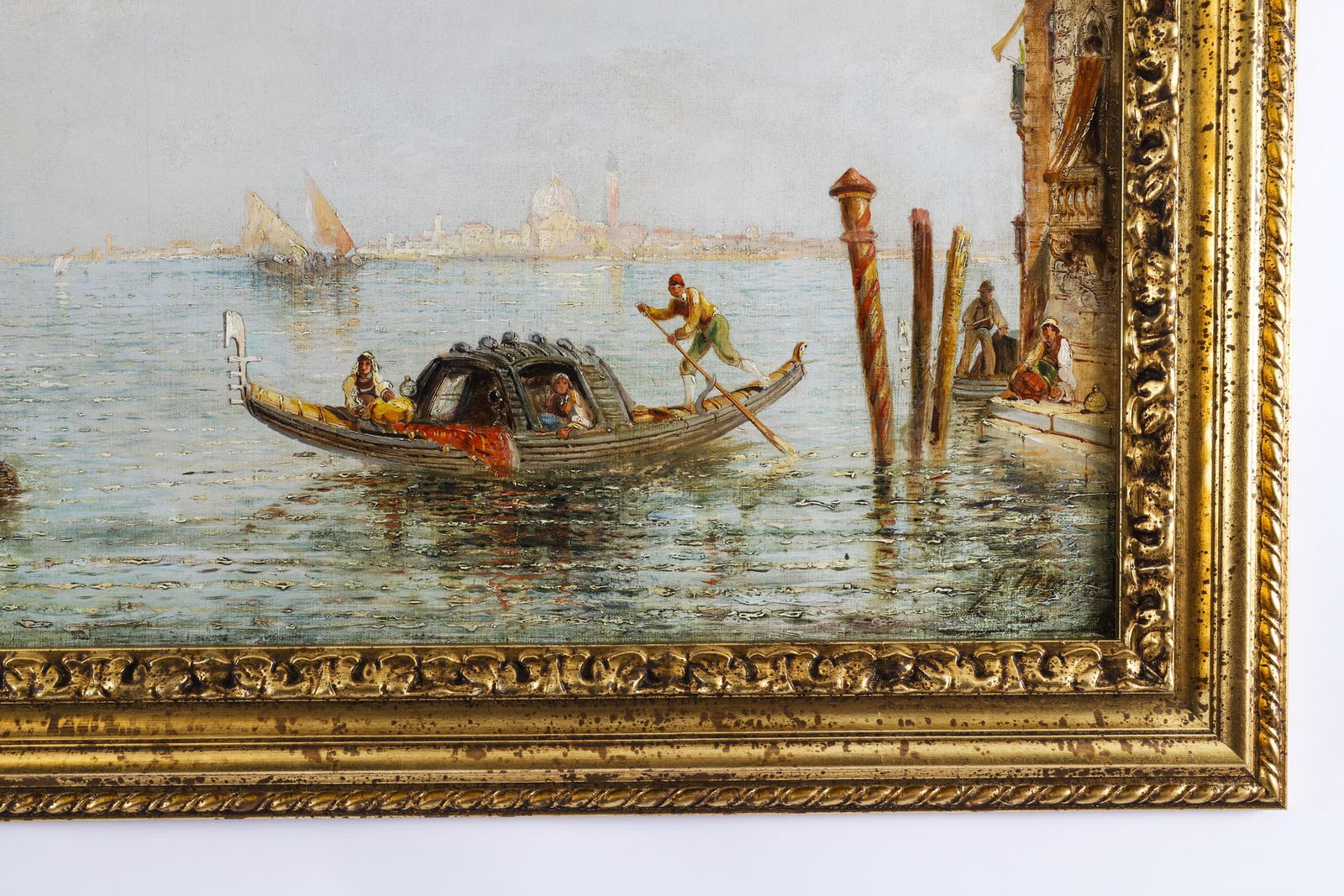 photo furniture Antique Oil Painting "The Lagoon Venice" Jane Vivian 19th C