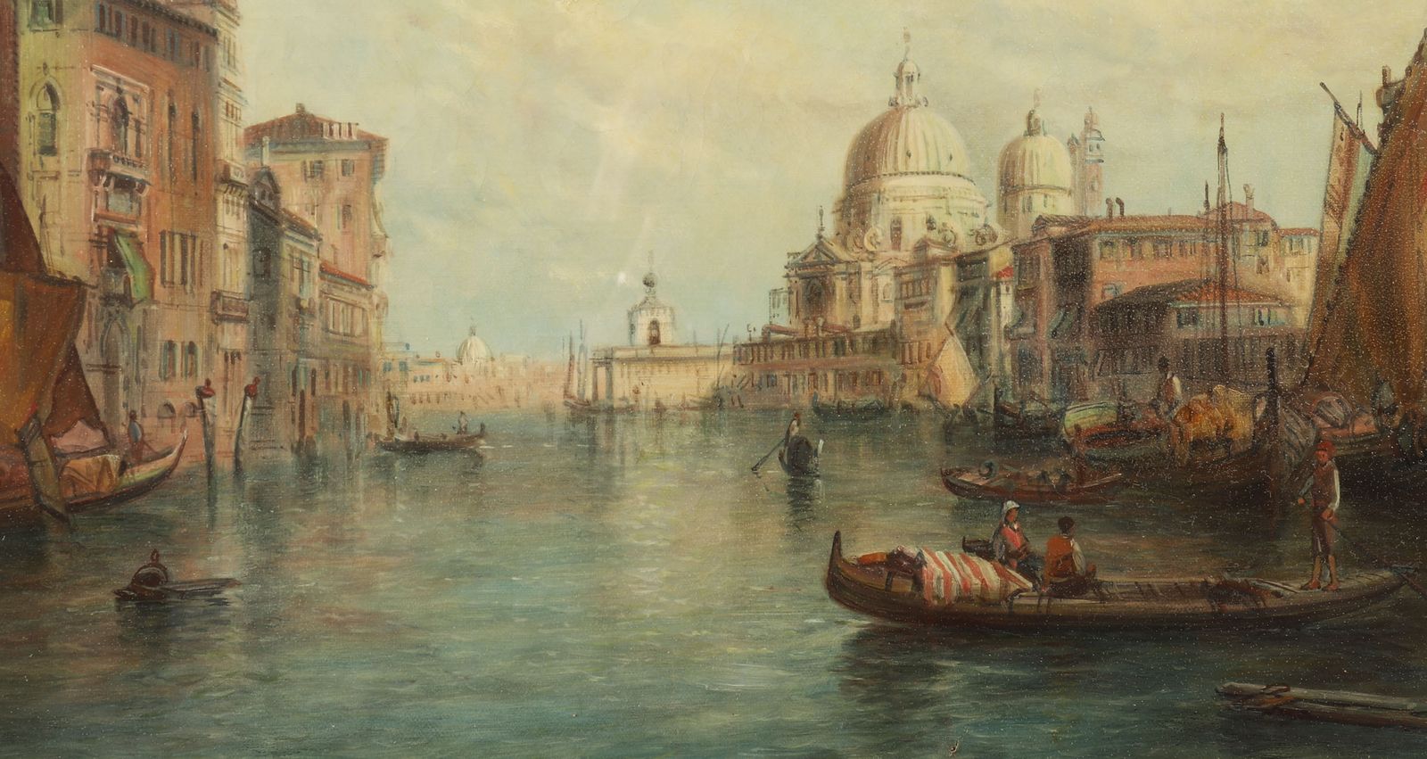 photo vinterior Antique Pair Oil Paintings Grand Canal Venice Alfred Pollentine  19th C