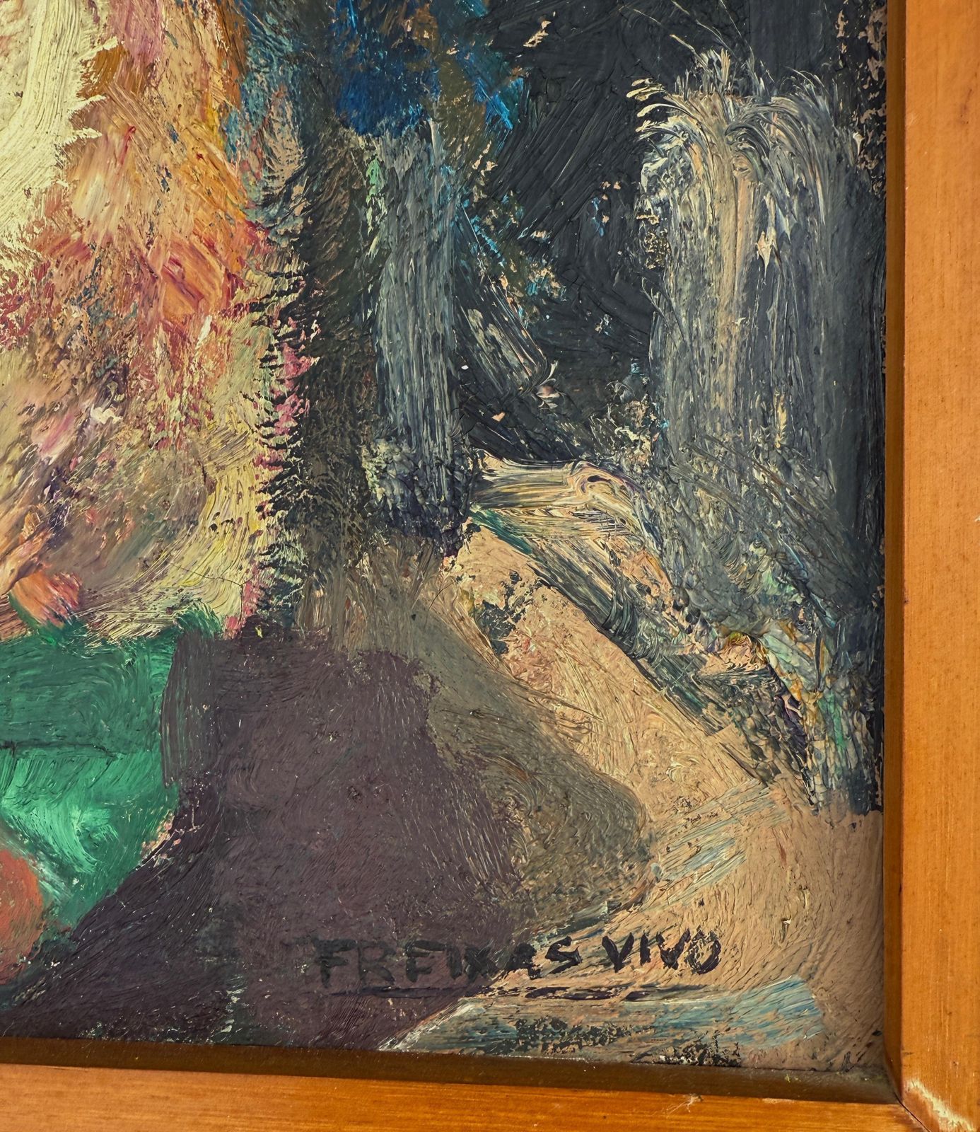 Amadeo Freixas Vivo Mother And Daughter Oil On Canvas Painting C.1960 photo for sale