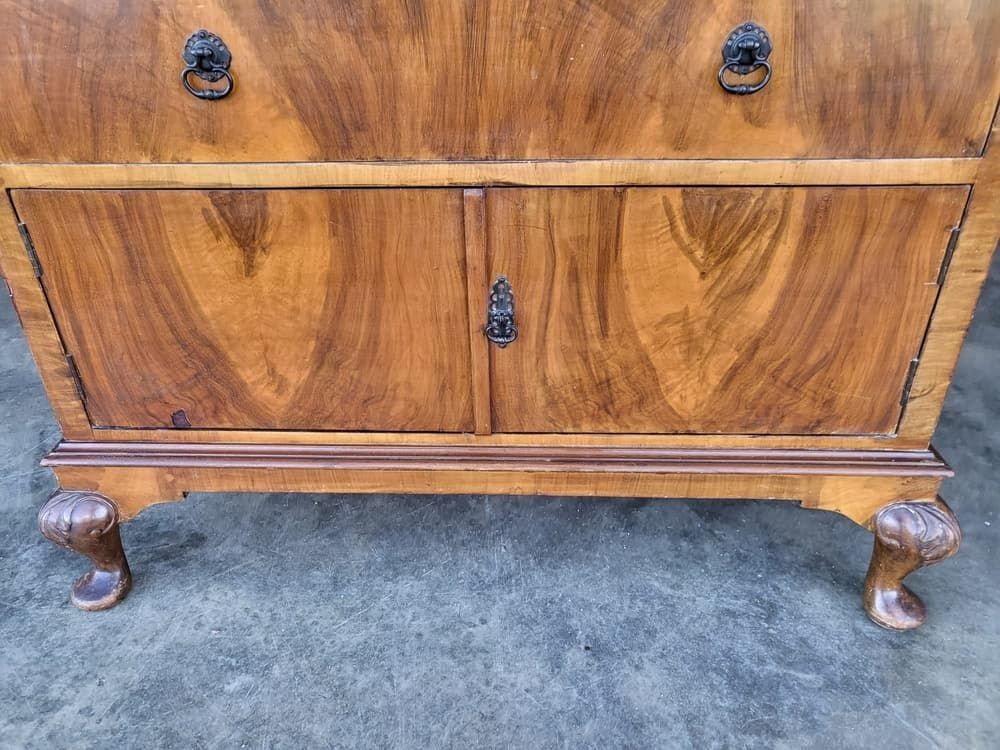 Antique Deco Walnut 2 Over 2 Chest Of Drawers Shoe Cupboard photo vinterior