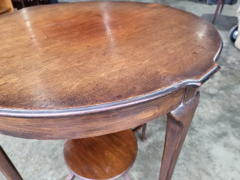 Antique Round Occasional 2 Tier Side Dining Table Tapered Legs photo buy