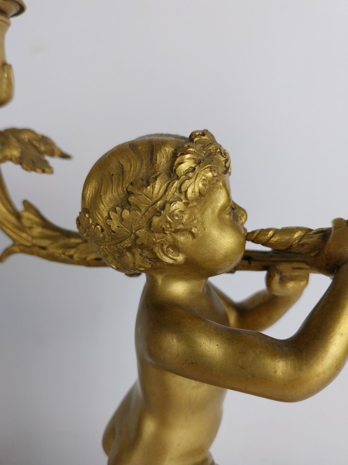 Pair Of Gilt Bronze Cherub Candlesticks photo vintage