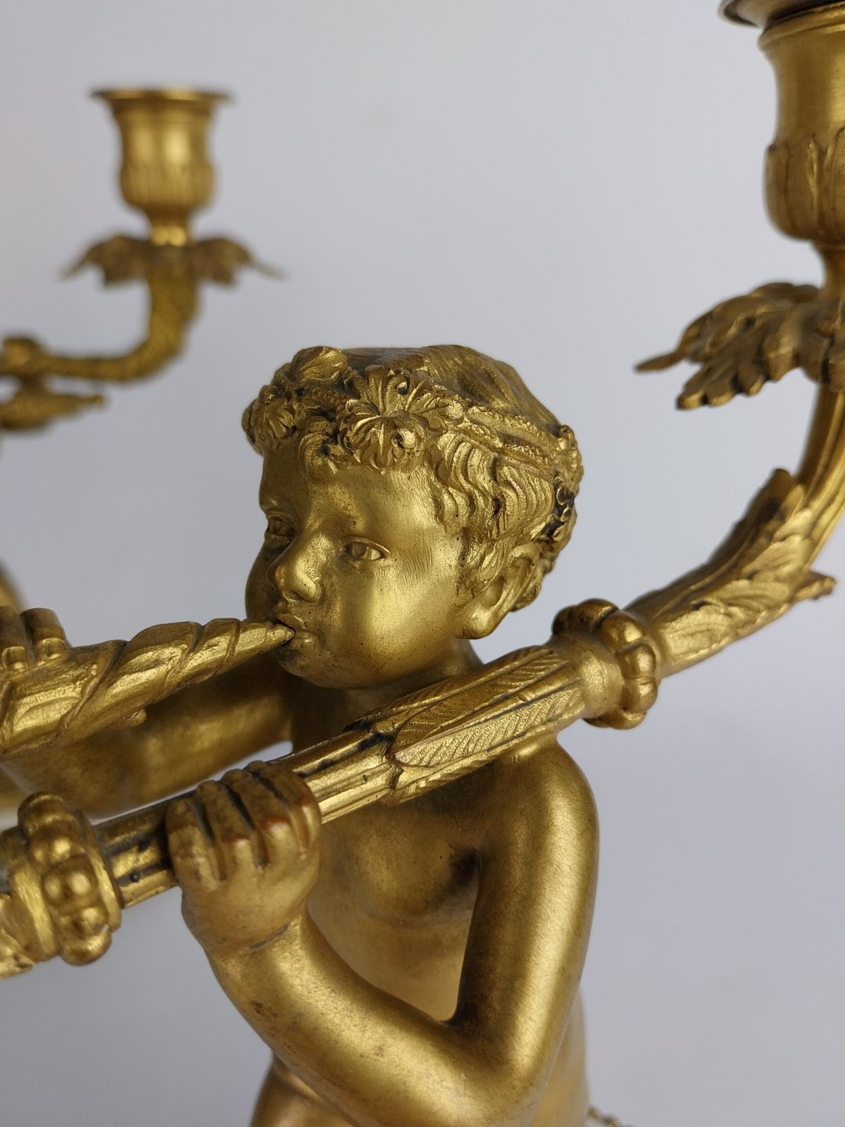 Home Decor Pair Of Gilt Bronze Cherub Candlesticks photo