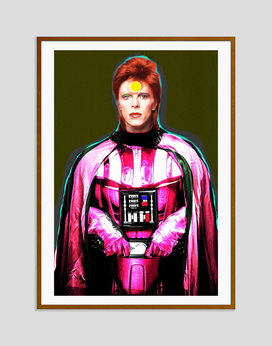 Batik 'Darth Ziggy Pink' Signed Limited Edition Print Framed In Brown photo furniture