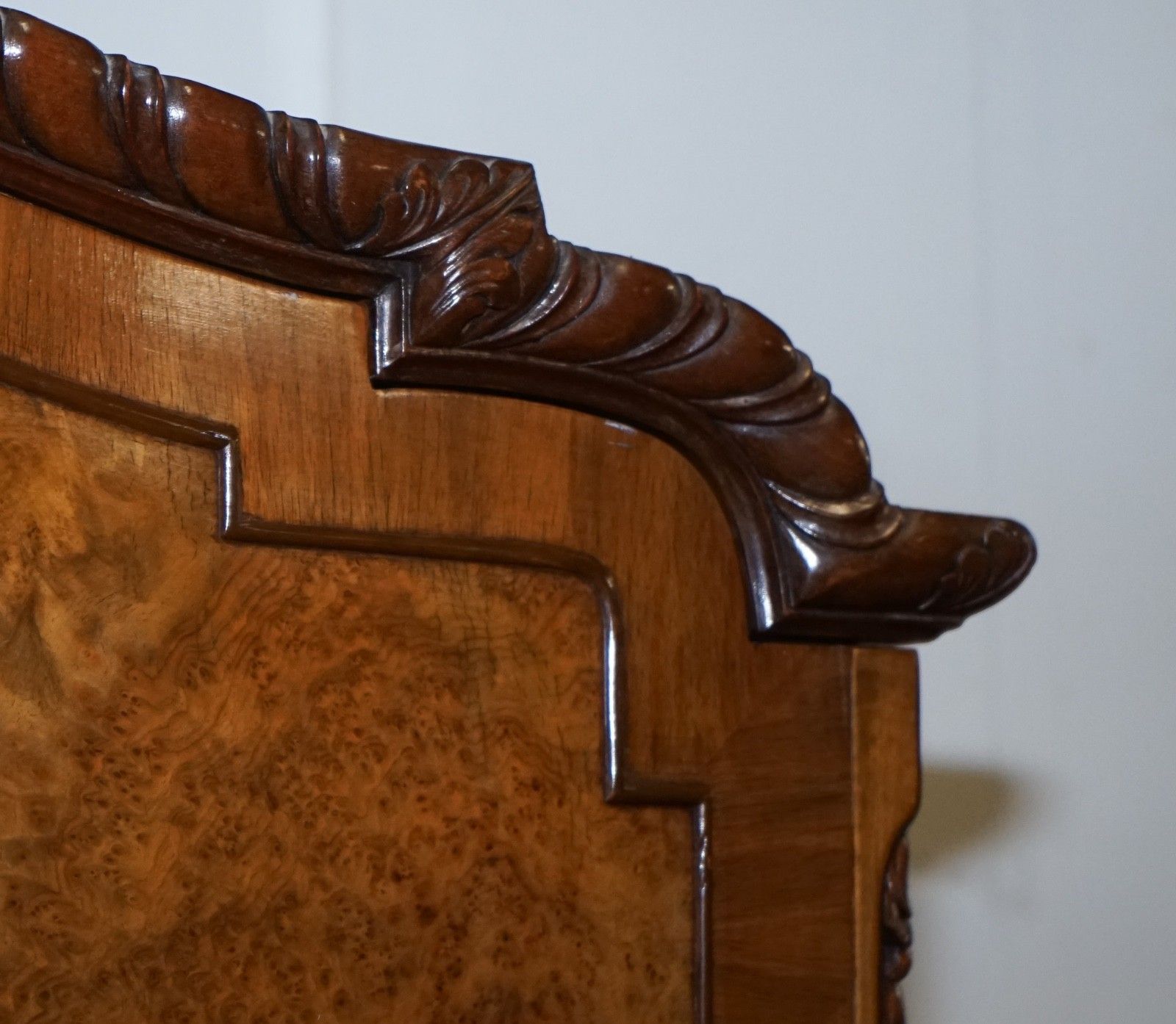Victorian Queen Anne English Art Deco Burr Walnut Two Door Wardrobe photo vintage