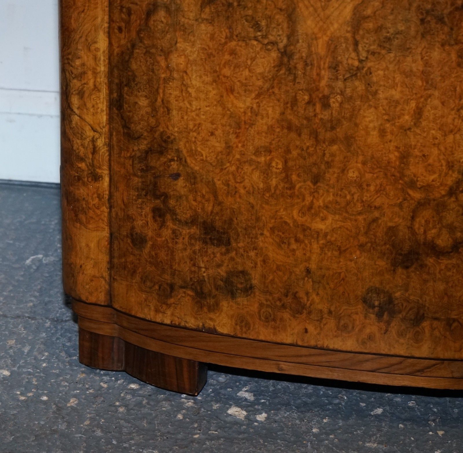 Antique Circa 1930's English Burr Walnut Art Deco Two Door Wardrobe photo vinterior