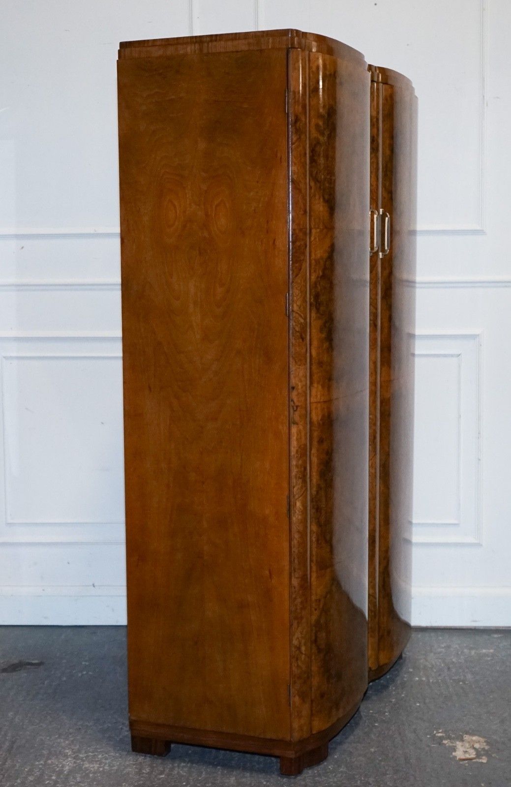 photo buy Antique Circa 1930's English Burr Walnut Art Deco Two Door Wardrobe