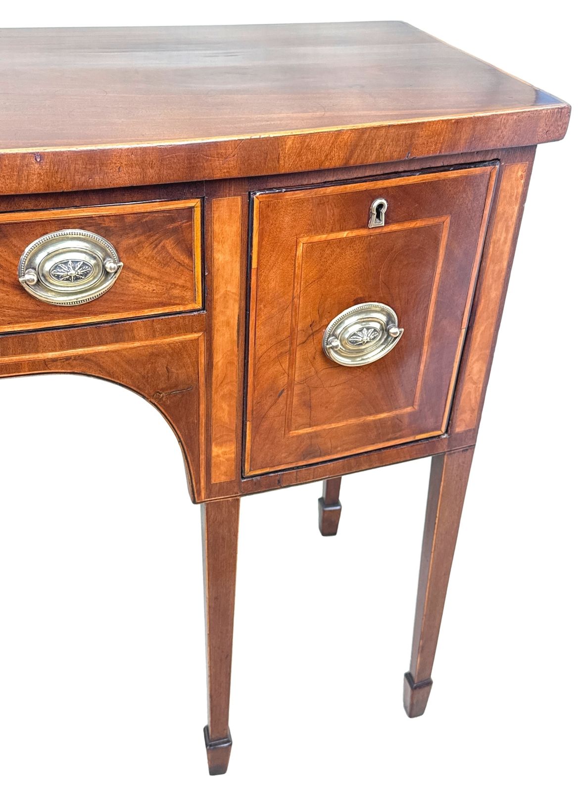 18th Century Georgian Mahogany Small Bowfront Sideboard (England, Circa 1780) photo for sale
