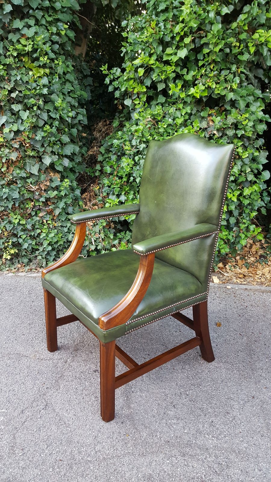 Antique Style Mahogany & Leather Office Chair photo Furniture