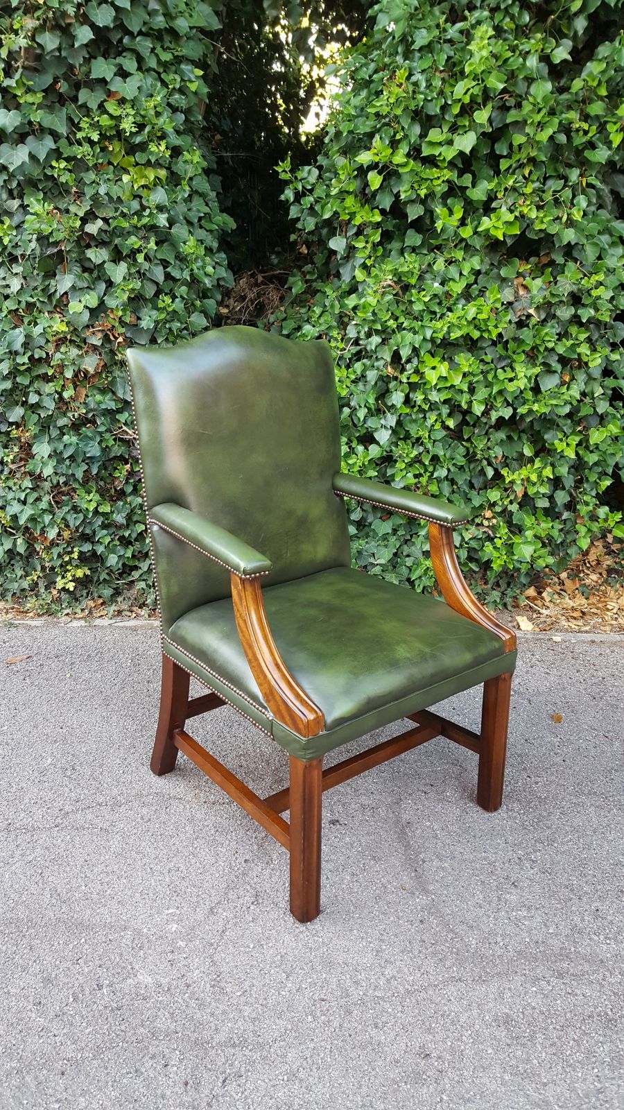 Antique Style Mahogany & Leather Office Chair