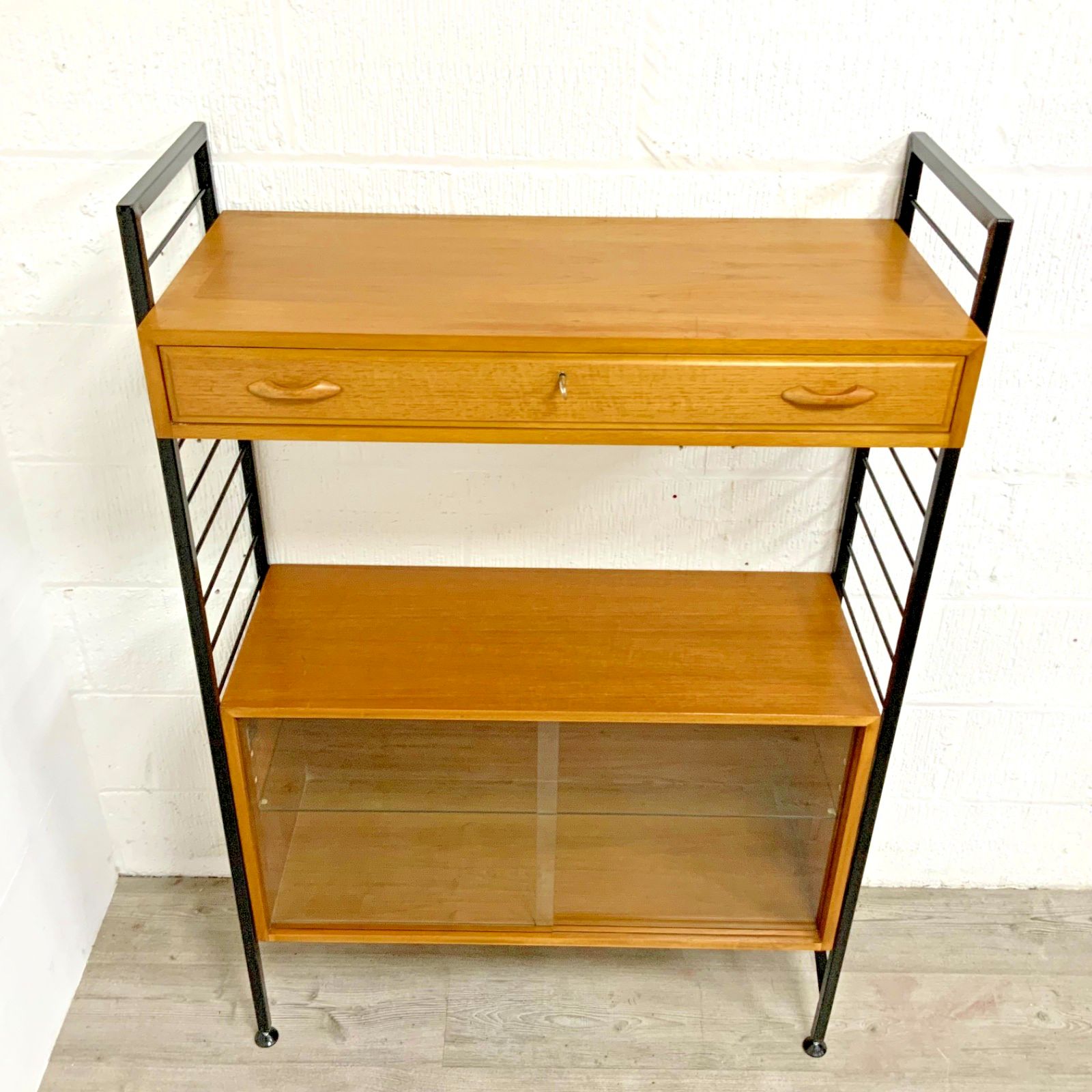 Vintage Staples Ladderax Modular Shelving Unit Cabinet Hifi Bookcase Teak 60s /7 photo Furniture