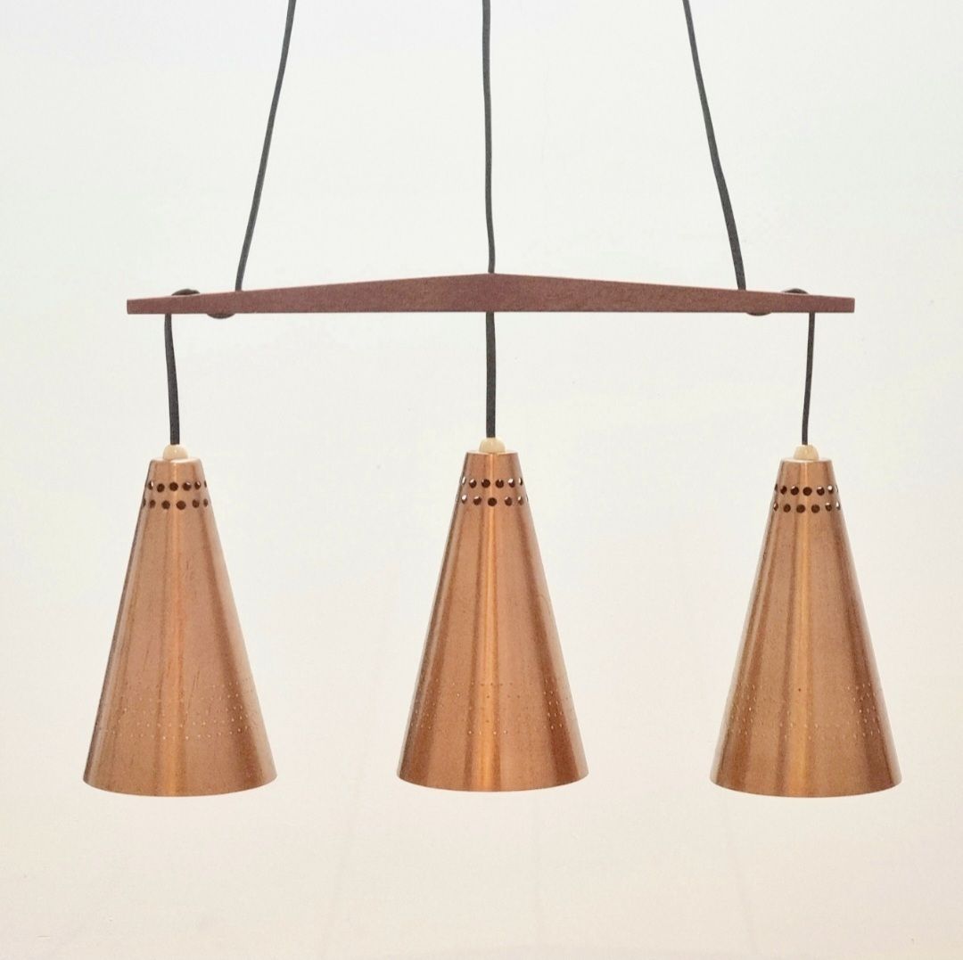 Mid Century Scandinavian Copper & Teak Pendant By Hans Agne Jakobsson, 1950s photo furniture