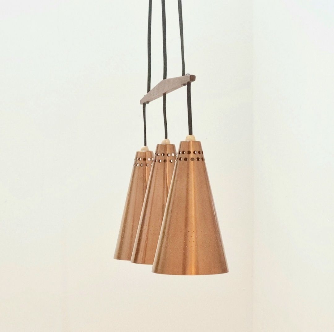 Mid Century Scandinavian Copper & Teak Pendant By Hans Agne Jakobsson, 1950s photo for sale