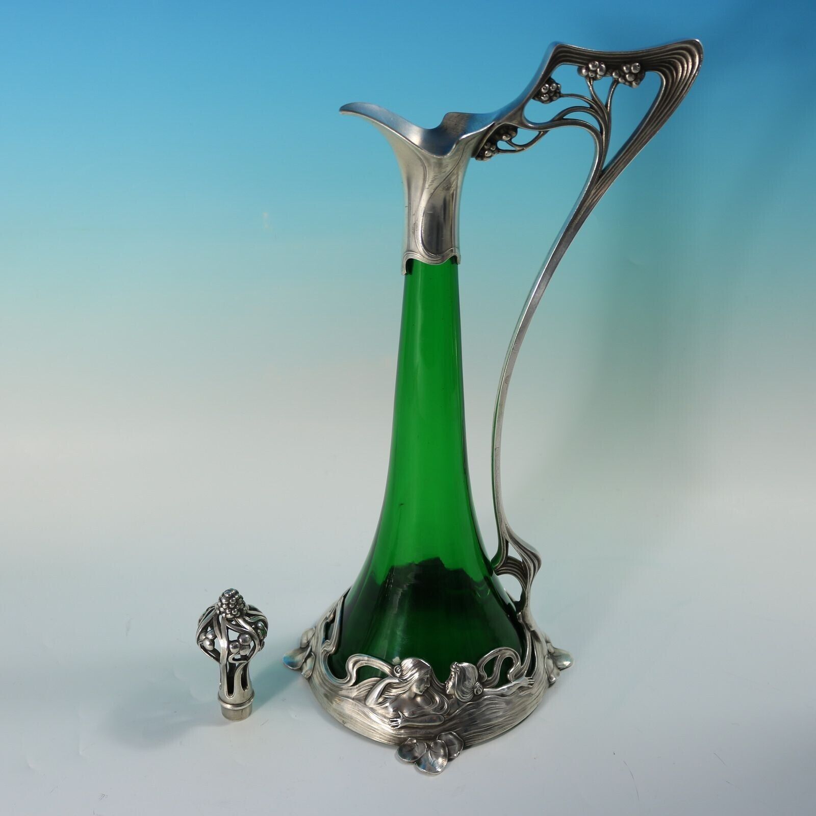 photo buy Art Nouveau Wmf Claret Jug And Stopper With Green Glass Liner